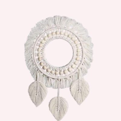 Round-Decorative-Wall-Mirror-with-Cotton-Macrame-Tassels-–-Bohemian-Home-Decor